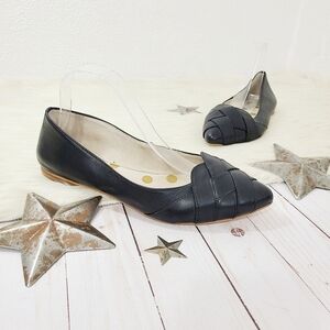 Boden Woven Toe Ballerinas ballet flats black leather pointed toe Womens size 39